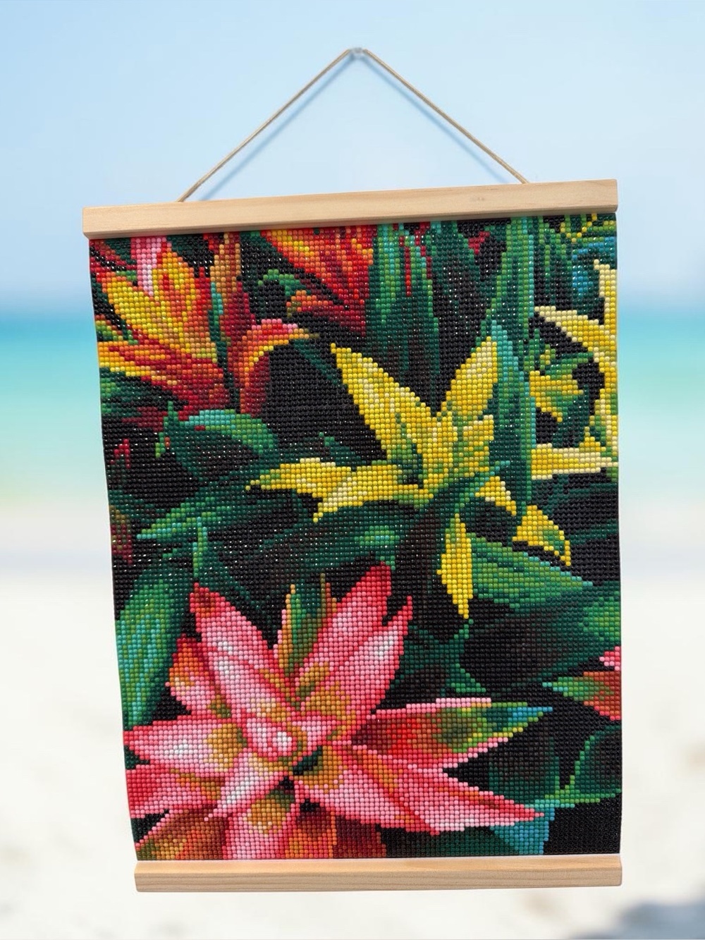 Handmade Botanical Lily Wall Decor Finished Diamond Art Wall Hanging
